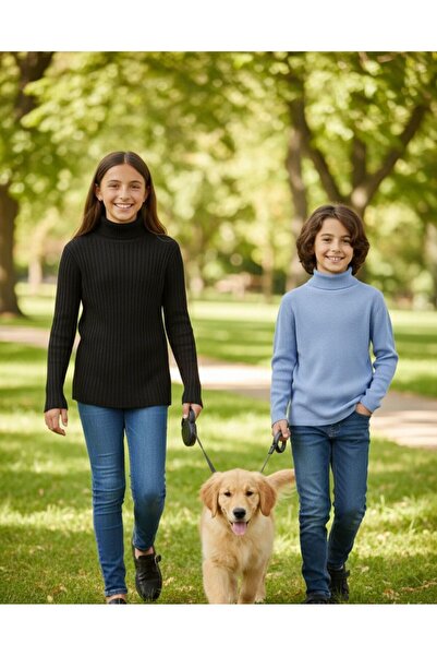 Mcr УНИСЕКС ДЕТСКИ ДЪЛЪГ РЪКАВ, ПЪЛЕН РИБЪРСКИ ЯКА, РЕБРИСТ КАРДИГАН, ПАМУЧЕН ПУЛОВЕР, 2 части (ЧЕРЕН-БЕБЕШКО СИН)