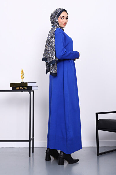 İmajButik μπλε κοβαλτίου Μπλε πλεκτό φόρεμα με λαιμόκοψη