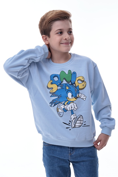 CQCQ Sonic Baskılı Erkek Çocuk 3 İplik Sweatshirt Gamer Oyun Temalı Rahat Ve ...