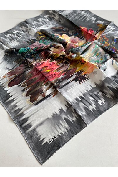 Aker Sura Pure Silk Scarf 6718757 - 372 Gray Pastel Pattern