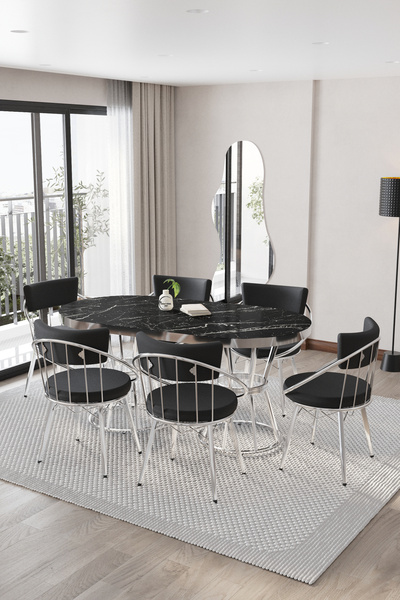 BY ORHAN GÜZEL Turkuaz Mutfak Masası Takımı 6-8 kişilik 90*160