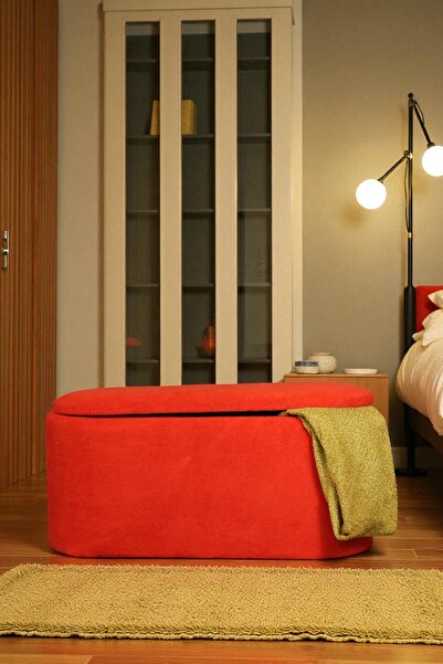 woody maison Oval Büyük Sandıklı Puf – Yumuşacık Doku Teddy Kumaş Makyaj Masa...