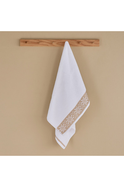 Home Box منشفة يد قطنية من وايت هيفن جيو قطن - بدون لف - 50×90 سم - أبيض/ذهبي