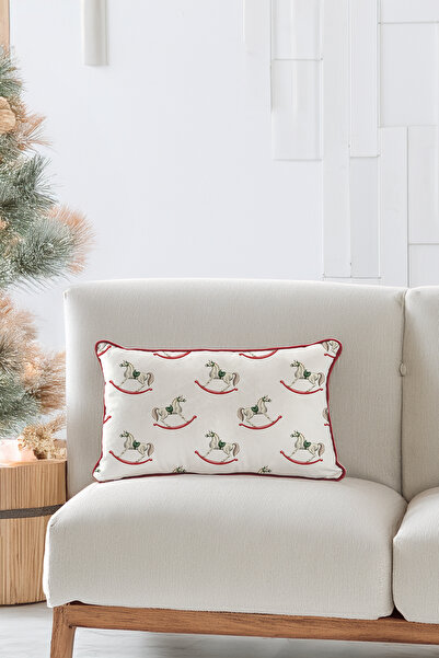 ASDİVA Husă decorativă pentru pernă cu model roșu cu vipușcă cu tematică de C...