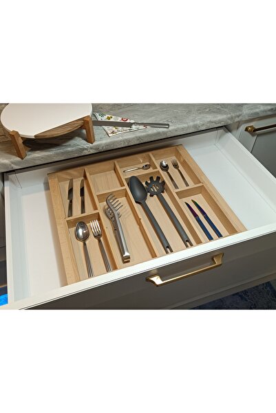MCT Ahşap Naturel Model 60'lık Kayın Çekmece İçi Ahşap Kaşıklık