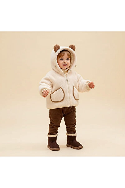 melisam.msg Kız Erkek Kış Kalın Peluş Mont Kaban Sevimli Ayı Kulaklı