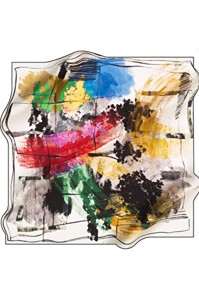 Aker Tivil Pure Silk Scarf 8239713 - 915 White Pastel Pattern