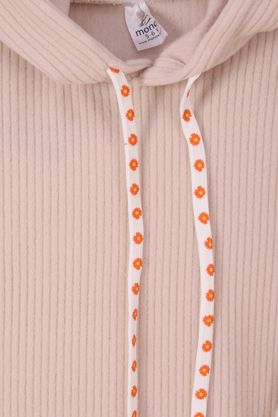 monox Set pentru fete Flower cu imprimeu Pantaloni cu dungi cu șnur F material reiat din lână