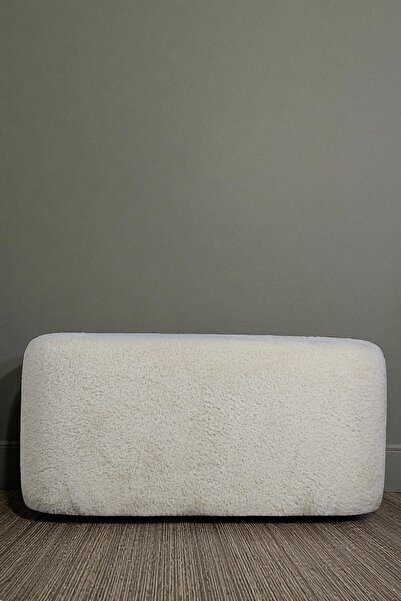woody maison Oval Büyük Puf – Yumuşacık Doku Teddy Kumaş Makyaj Masa Pufu Bench