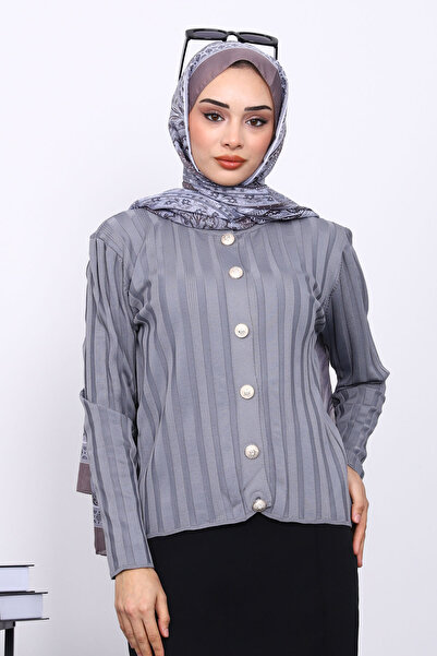 İmajButik Smoked Cold Yarn Buttoned Cardigan