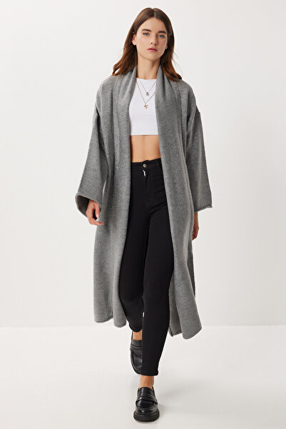 Lovelyİstanbul Oversized Long Knitwear Cardigan Ldd0129 Gray