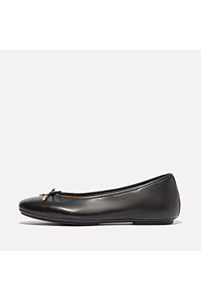 Fitflop Kadın / Kız Babet HX8-001 DELICATO Bow Soft Leather Ballet Flats BLACK