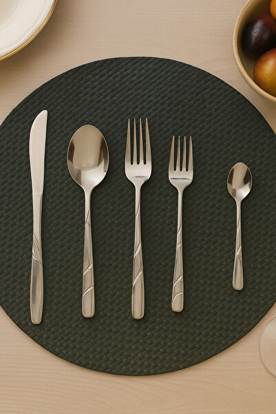 MyEvMarket Paslanmaz çelik new trend model 36parça kaşık çatal bıçak 2ML kalınlıkta günlük kullanım için