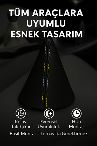 AutoDesign Skoda Yeti Black Artificial Leather Yellow Sport Stitching Gear Shift Boot