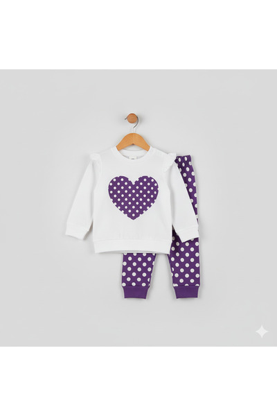 Selvira Baby 2-Piece Set: Cute Lion/Polka Dot Heart Pattern Long Sleeve Baby Set