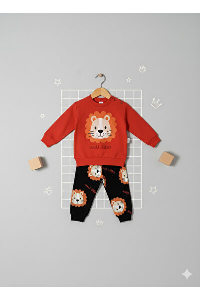 Selvira Baby 2-Piece Set: Cute Lion/Polka Dot Heart Pattern Long Sleeve Baby Set
