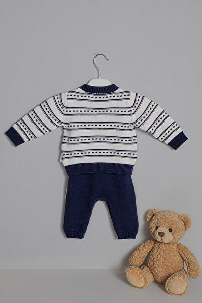 Montisu Men's Navy Blue Knitwear Knitted 2-Piece Set 100% Cotton