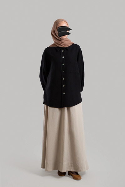 Lemaye Classic Collar Linen Shirt - Black