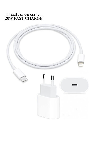 TIKLAGELSİN STORE 20W iPhone Uyumlu Şarj Adaptör USB-C Lightning Kablo Seti + Hediye Kablo Ve Başlık Koruyucu