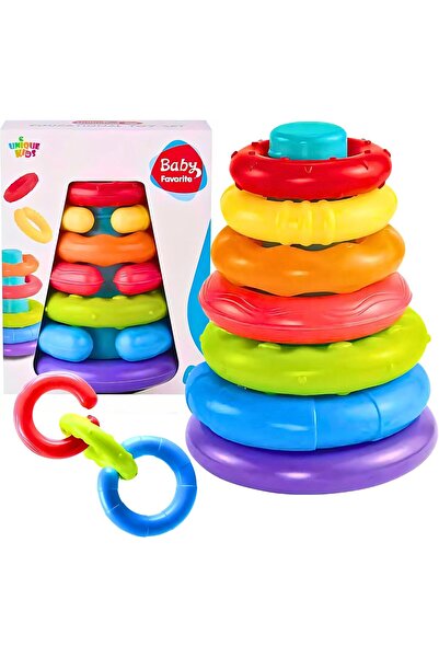 AYEBIA 7 Pcs Rainbow Stacking Rings Baby Toys – Soft Montessori Sensory Toys ...