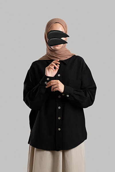 Lemaye Classic Collar Linen Shirt - Black