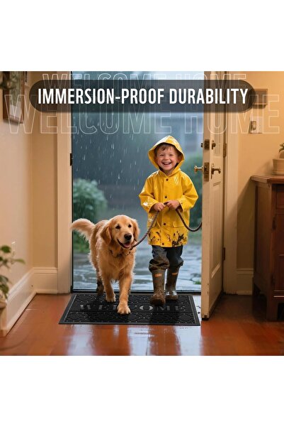 Yimobra Welcome Outdoor/Indoor Heavy-Duty Doormat, Rubber Back, 29.5x17 Inch, Black