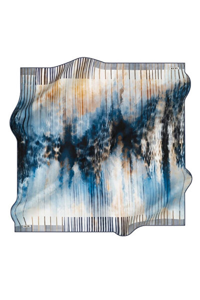 Aker Tivil Pure Silk Scarf 8412713 - 921 Ανοιχτό μπλε μοτίβο με ρίγες