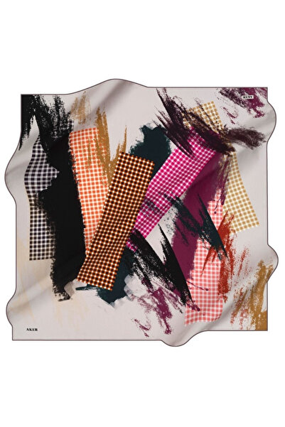 Aker Sura Pure Silk Scarf 8355701 - 392 Powder Plaid Pattern