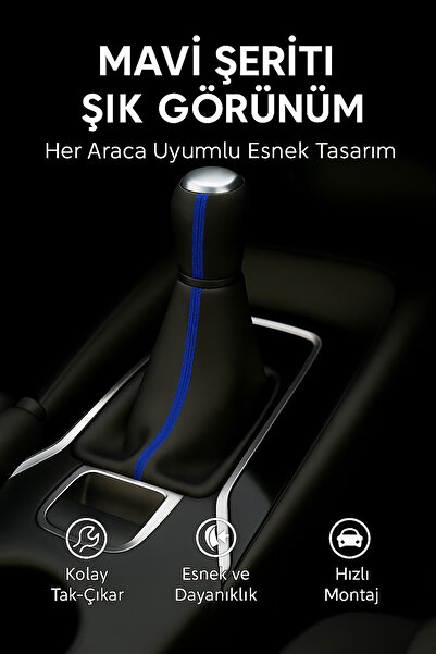 AutoDesign Peugeot Rifter Black Artificial Leather Blue Stripe Sport Stitching Gear Shift Boot