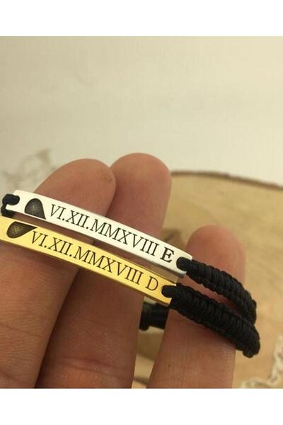 BUTİK GÜMÜŞ 925 Ayar Kişiye Özel Tarihli, Harfli, Kalpli, Gümüş ve Altın Renk...