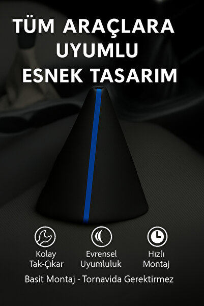 AutoDesign Peugeot Rifter Black Artificial Leather Blue Stripe Sport Stitching Gear Shift Boot