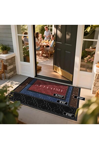 Yimobra Welcome Outdoor/Indoor Heavy-Duty Doormat, Rubber Back, 29.5x17 Inch, Black
