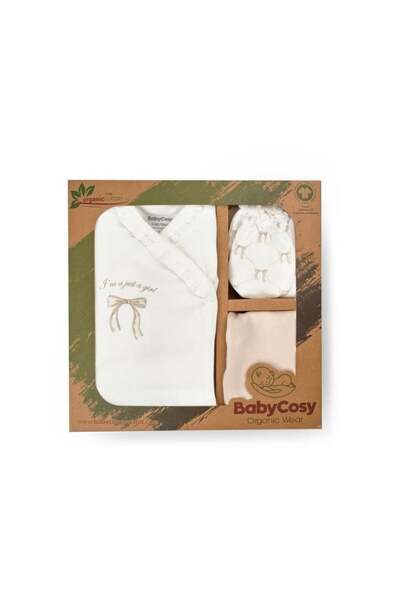 BabyCosy Organic Wear Σετ 5 τεμαχίων για νεογέννητα, Bow, stone, BabyCosy