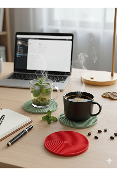 NORDİVA HOME Bardak Altlığı 5 Adet Premium Silikon Kaymaz 9cm