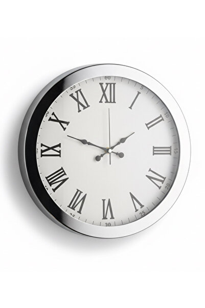 Butik Saat Ceas de perete din metal cromat pentru birou |   36 cm |   Ceasuri...