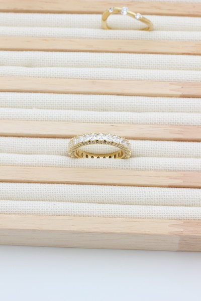 XUPING JEWELRY خاتم من مجوهرات ستايل إنساي/شوبينغ مرصع بحجر مربع الشكل وحجر زركون على شكل طبلة