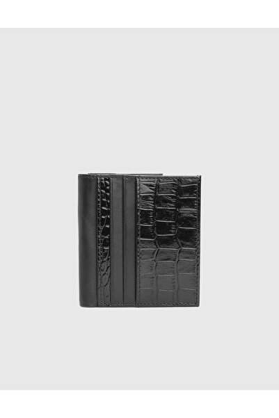 İLVİ Bruno Genuine Crocodile Leather Black Men's Wallet
