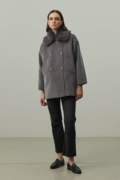 Fahhar Detachable Fur Bomber Jacket Gray