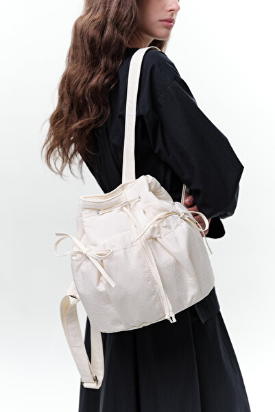 Manuka Backpack with Drawstring Detail Vanilla