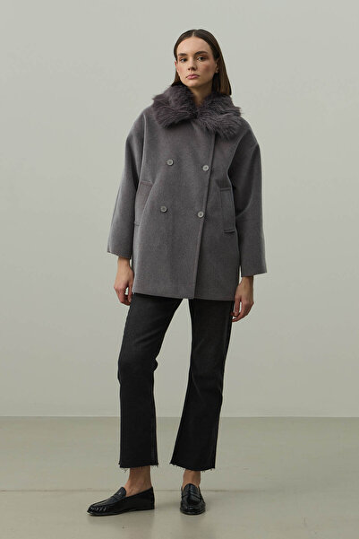 Fahhar Detachable Fur Bomber Jacket Gray