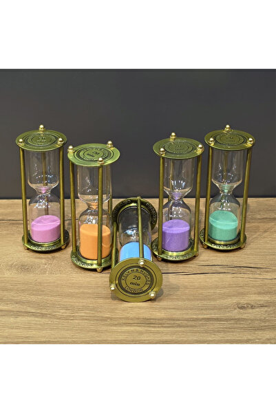 Store 20 Dakikalık Vintage Metal Kum Saati 13 Cm – Dekoratif Zaman Ölçer, Şık...