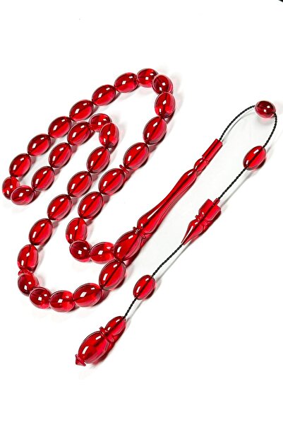 TESBİHKENTİ High-End Material and Craftsmanship Red Fire Amber Prayer Beads