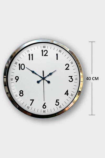 Genel Markalar Dekoratif Duvar Saati Modeli | 40 cm Krom Metal | Butik Saat