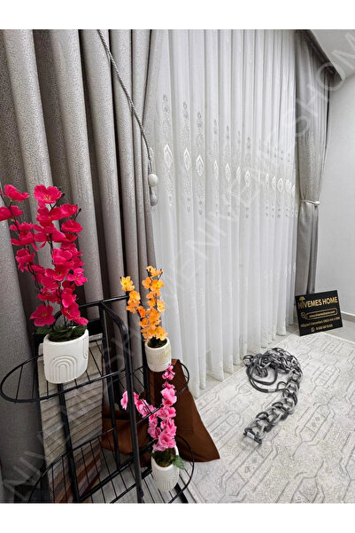 NİVEMESHOME Elisya 3812 Silver Shiny 1/2.5 Pleated Bamboo Tulle Curtain
