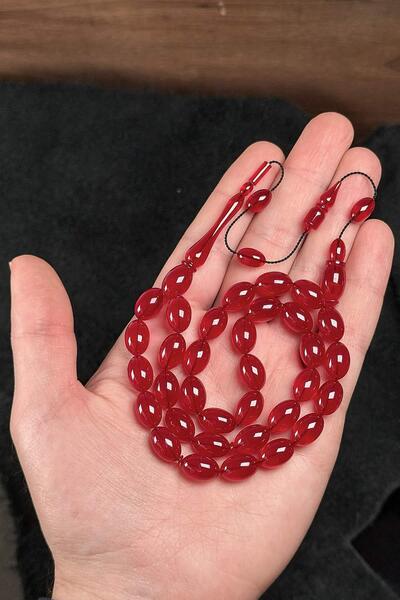 TESBİHKENTİ High-End Material and Craftsmanship Burgundy Crimped Amber Prayer Beads