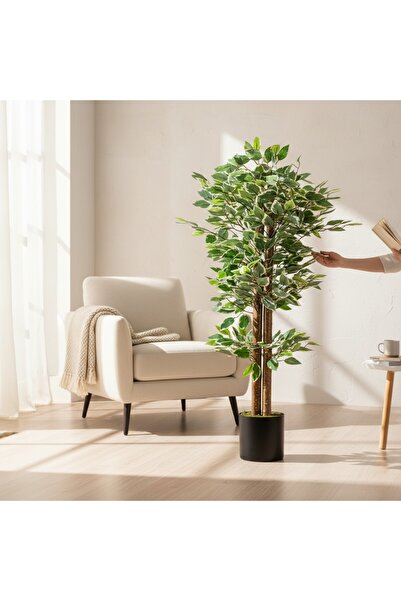 ERHAN FLOWERS 100 Cm Yeşil Beyaz Yapay Benjamin Ağacı