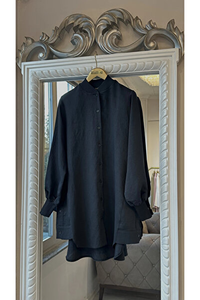 Invee Широка риза с детайли на копчетата - черна