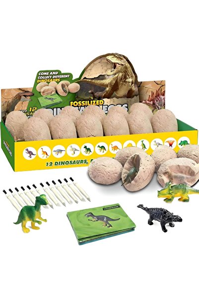 AYEBIA Dinosaur Egg Dig Kit Party Pack for 12 Kids, Excavate 12 Surprise Dinosaurs