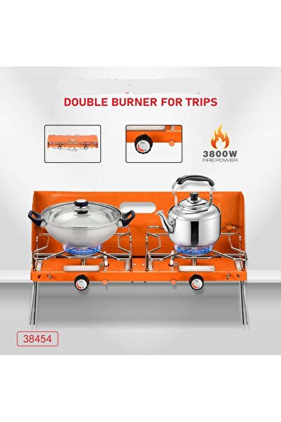 CAMPING FAMILY موقد غاز ذو شعلتين للرحلات