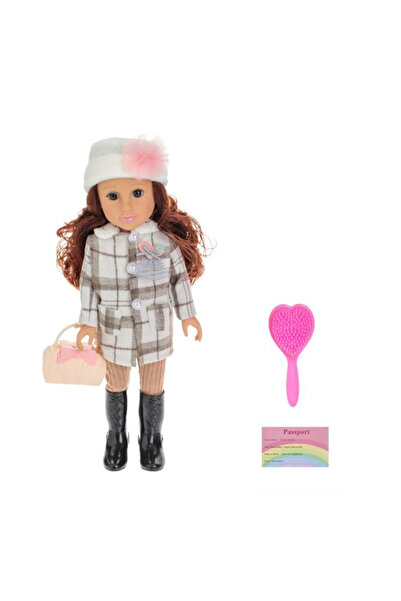 Lumi LUXURY Papusa Fashion Girl cu Tinuta Bej Carouri si Muzica 48cm